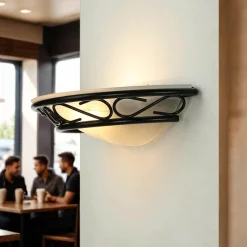 Sale Easylight Alabaster Glas Wandleuchte Schwarz ATHEN rustikal