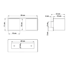 Hot Sollux Aluminium Wandleuchte Grau eckig Up Down 2x G9 GEO