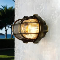 Hot Lido Antike Außenlampe Wand Echt-Messing SKIATHOS