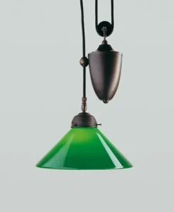 Outlet Berliner Messingleuchten Antike Hängelampe Messing Glas Grün E27 Ø30 cm stilvoll