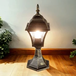 Outlet Rabalux Antike Sockellampe Außen TOSCANA E27 Gold IP43