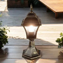 Outlet Rabalux Antike Sockellampe Außen TOSCANA E27 Gold IP43