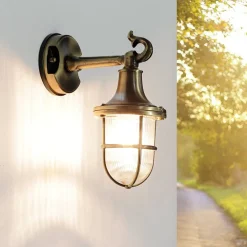 Lido Antike Wandlampe Echt Messing für Außen SANTORIN* Rustikale Lampen|Metall Lampen