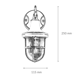 Lido Antike Wandlampe Echt Messing für Außen SANTORIN* Rustikale Lampen|Metall Lampen