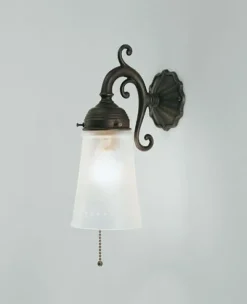 Hot Berliner Messingleuchten Antike Wandlampe Messing Glas Zugschalter E27 T:17 cm