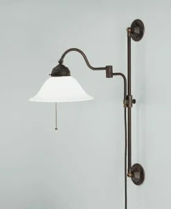 Best Berliner Messingleuchten Antike Wandlampe Messing Glas Kabel Stecker Schalter