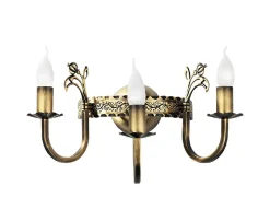 Hot Jupiter Antike Wandleuchte Metall in Messing E14 3-flmg Rustikal