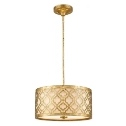 Elstead Arabesque Deckenleuchte ALADYN Blattgold Antik rund* Wohnzimmerlampen|Stofflampen