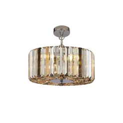 Discount Searchlight Art Déco Pendelleuchte rund Ø 35 cm Kristall Rauchglas