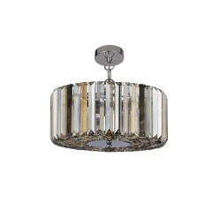 Discount Searchlight Art Déco Pendelleuchte rund Ø 35 cm Kristall Rauchglas