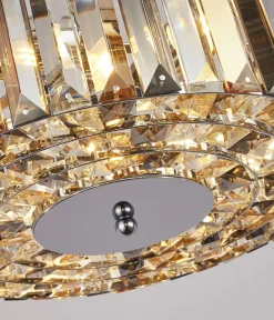 Discount Searchlight Art Déco Pendelleuchte rund Ø 35 cm Kristall Rauchglas