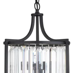Outlet Searchlight Art Déco Pendelleuchte Schwarz Ø 26 cm Kristall 2x E14