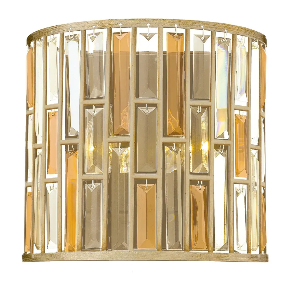 Best Elstead Art Déco Wandlampe PRISM Blattsilber Design Lampe