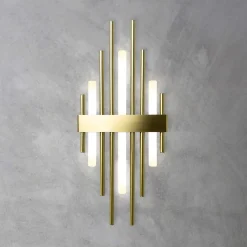 Giovanni Battista Art Déco Wandleuchte 70,5cm hoch Messing massiv 3x S14d