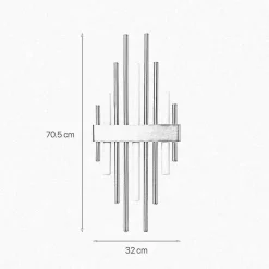 Giovanni Battista Art Déco Wandleuchte 70,5cm hoch Messing massiv 3x S14d