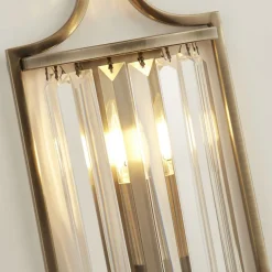 Outlet Easylight Art Déco Wandleuchte Kristall E14 H: 35 cm in Messing antik