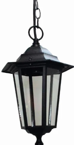 Lido Außen Hängelampe Schwarz Laterne E27 IP44 Aluminium* Rustikale Lampen|Hängeleuchten Außen