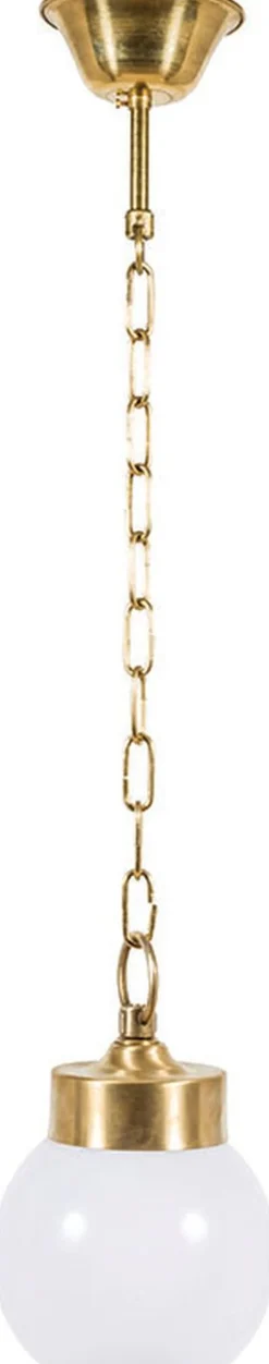 Lido Außen Pendelleuchte Kugel Schirm Weiß Ø22cm Messing* Messinglampen|Hängeleuchten Außen