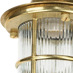 Lido Außen Pendelleuchte Messing Riffelglas IP54 rostfrei* Metall Lampen|Messinglampen