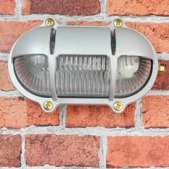 Lido Außen Wandlampe Grau aus Echt-Messing SKIATHOS* Rustikale Lampen|Metall Lampen