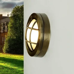 Online Lido Außen Wandlampe Messing Maritim rund IP64 Haus Tür