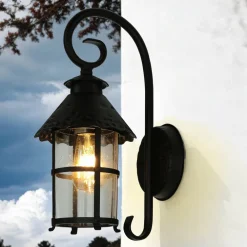 SU-MA Außen Wandlampe Schwarz regenfest Rustikal TOURNAI* Metall Lampen|Rustikale Lampen