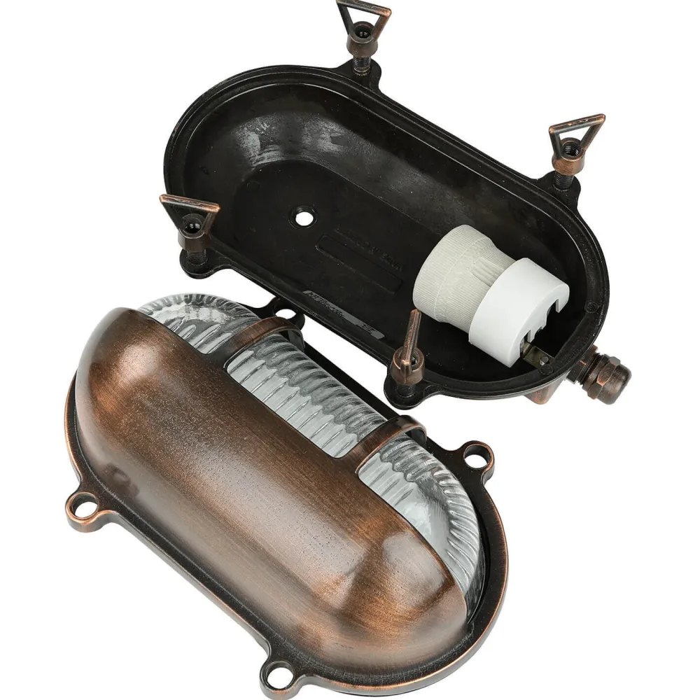 Lido Außen Wandleuchte Messing massiv Glas IP64 E27 Weiß* Rustikale Lampen|Metall Lampen