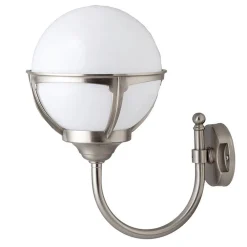 Online Lido Außen Wandleuchte Messing in Nickel IP43 Haus Hof