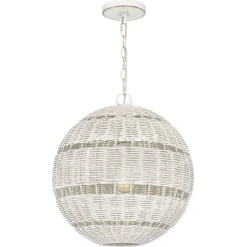 Elstead Außenlampe hängend Korbschirm E27 IP44 Ø 40,5 cm Weiß Antik* Metall Lampen|Rustikale Lampen