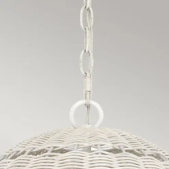 Elstead Außenlampe hängend Korbschirm E27 IP44 Ø 40,5 cm Weiß Antik* Metall Lampen|Rustikale Lampen