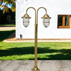 New Lido Außenlampe Messing H:85cm Maritim Weg Garten IP54