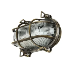 Online Lido Außenlampe Messing Riffelglas E27 IP64 Maritim SKIATHOS