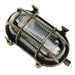 Online Lido Außenlampe Messing Riffelglas E27 IP64 Maritim SKIATHOS