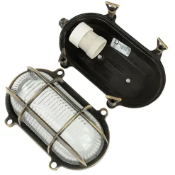 Online Lido Außenlampe Messing Riffelglas E27 IP64 Maritim SKIATHOS