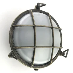 Andromeda Außenlampe rund D: 24 cm Glas Messing E27 IP64 Maritim* Außenwandleuchten|Feuchtraumleuchten