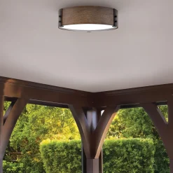 Sale Elstead Außenlampe rund D: 38,1 cm IP44 E14 in Holz Optik blendarm