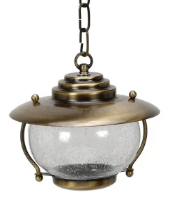 Clearance Lido Außenlampe Rund Glas Messing in Antik IP43 Terrasse