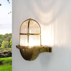 Lido Außenlampe SANTORIN echtes Messing Gitter Schirm