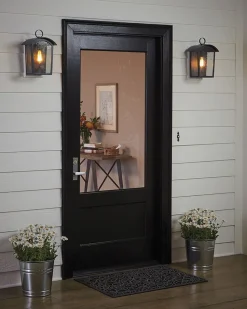 Hot Elstead Außenlampe Schwarz antik Regenglas E27 IP44 Rustikal