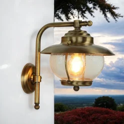 Lido Außenlampe Terrasse aus Messing in Antik PYRGOS* Rustikale Lampen|Metall Lampen