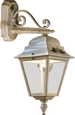 Clearance Ferroluce Außenlampe Wand Aluminium E27 IP43 H: 53 cm Rustikal