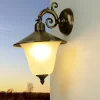 Online Lido Außenlampe Wand aus Messing Antik mit Glasschirm