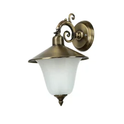 Online Lido Außenlampe Wand aus Messing Antik mit Glasschirm