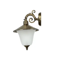 Online Lido Außenlampe Wand aus Messing Antik mit Glasschirm