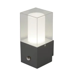 Discount Searchlight Außenlampe Wand Bewegungsmelder IP44 Grau Weiß eckig E27