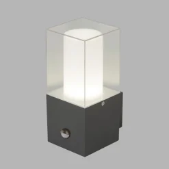 Discount Searchlight Außenlampe Wand Bewegungsmelder IP44 Grau Weiß eckig E27