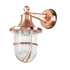 Discount Lido Außenlampe Wand E27 IP64 in Kupfer Glas Messing Maritim