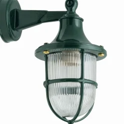 Clearance Lido Außenlampe Wand Echt-Messing Glas H: 27 cm IP64 Grün