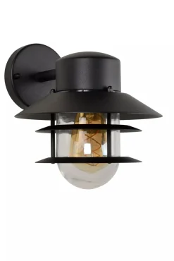 Discount Außenlampe Wand Glas Aluminium Schwarz IP44 E27 Balkon
