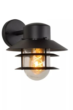 Discount Außenlampe Wand Glas Aluminium Schwarz IP44 E27 Balkon